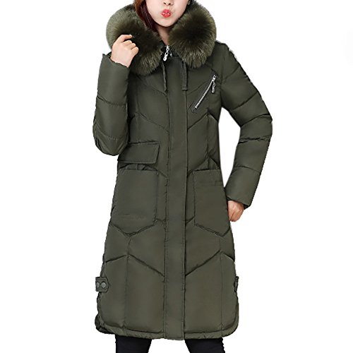 Mose New !!!Women Coat Fashion Women Slim Casual Long Sleeve Thicker Winter Down Lammy Coat Long Overcoat (Army Green, S)