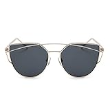 Joopin Women Metal Polarized Cat Eye Sunglasses Flat Lens Coating Sunglasses