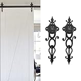 WINSOON New Style Single Rustic Barn Wood Interior Sliding Door Hardware Kit Retro Roller Track Cabinet Closet Kit (6FT)