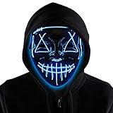 Halloween LED Purge Mask Light up Scary Mask Cool Costume EL Wire for Halloween Cosplay Festival Parties fit Adults Kids Blue
