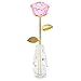 24k Gold Rose Display Stand for Artificial Flower - Transparent Base, Shelf Support for Room Decoration