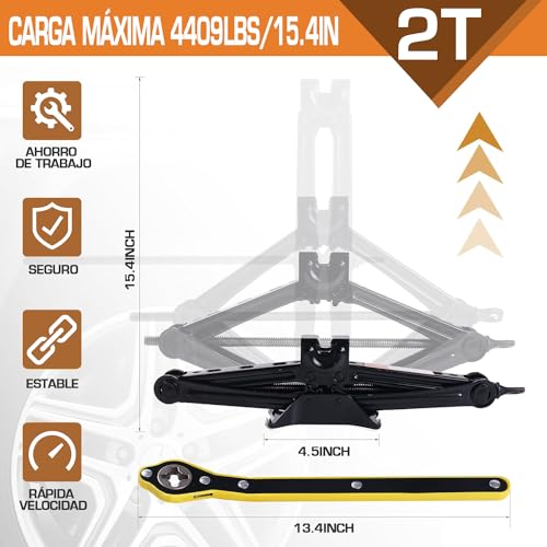 MOONPAI (2 Toneladas) Gato Hidraulico,Gato Hidraulico con Capacidad,Kit de Gato Hidráulico para Coche,Kit de Herramienta para Neumático SUV,RV y MPV con Diseño de Trinquete Inteligente