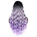 YUNKAI Light Purple 3 Tones Ombre Hair Wig For Black Women Dark Roots Natural Wavy Purple Wig With Parting Colorful Cosplay Costumes Curly Wigs Long Wigs 26inches