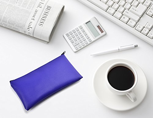 Bank Deposit Money Bag/ Utility Zipper Bags for Cash Money Pens Check Wallet 11 x 6 Inch(Blue) - Thumbnail 2