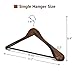JS HANGER Wooden Suit Hangers, 6 Pack Extra-Wide Shoulder Wood Coat Hangers with Non Slip Pant Bar, Extra Smooth and Splinter Free Retro Finish