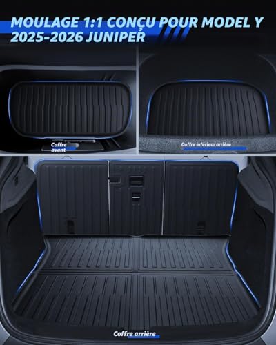 LANTU 9pcs Floor Mats for Tesla Model Y 2025-2026 Premium/Performance TPE All Seasons 3D High Edge Non-slip Waterproof for Trunk and Second Row Seats Juniper Accessories