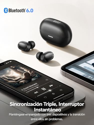 QCY MeloBuds A30 Auriculares Inalámbricos,Auriculares con Cancelación Activa de Ruido Adaptativa, 60dB ANC Hi-Res Audio Bluetooth 6.0 Auriculares, 8 Micrófonos ENC Clear Call Ear Buds,50 Horas,IPX5