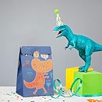 Bolsa de Dulces de Dinosaurio，KATOOM，24pcs，Bolsa de Regalo de Papel，Pegatina Dinosaurio Decoración de Día Carnaval, las Fallas,Cumpleaños para Niños,Baby Shower, Pasteles de Almacenamiento Pasteles