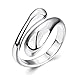18k Platinum-Plated Minimalist Waterdrop Open Ring Thumb Wrap Finger Band Adjustable Eternity Promise Engagement Wedding Statement Rings Simple Jewelry for Women