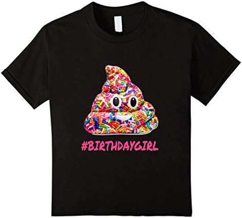 Kids Sprinkles Emoji Poop Birthday Girl T-Shirt 12 Black