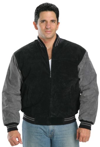 USA Leather Suede Classic Mens Black Leather Jacket - Large