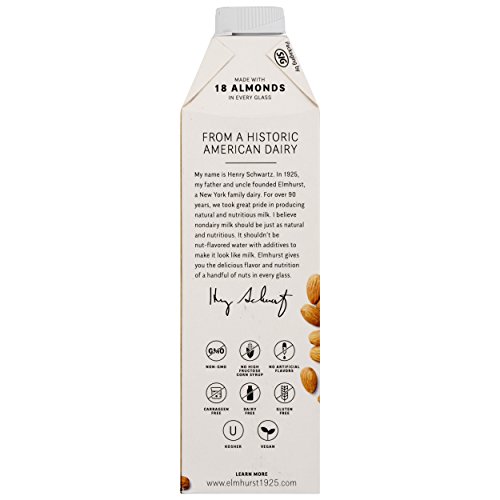 Elmhurst Unsweetened Milked Almonds 32 oz. Creamy & Delicious Almond Milk. More Nuts! More