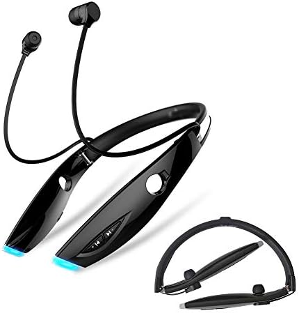Foldable Bluetooth Headset,H1 Wireless Sports Stereo Headphones Wireless Neckband Headset with Built-in Microphone for Outdoor,Hiking,Riding (Black)
