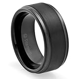 10MM Titanium Promise Engagement Rings for Men | Wedding Bands for Him | Black Plated and Brushed Top [Size 10]