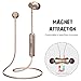 Bluetooth Headphones, Wireless Bluetooth V4.2 Magnetic Sports Earphones w/Mic IPX5 Waterproof Stereo Sweatproof Earbuds for Gym Running Workout 6 Hours Battery Noise Cancelling Headsets (Gold)