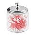 iDesign York Bathroom Vanity Glass Apothecary Jar for Cotton Balls, Swabs, Cosmetic Pads - Clear/Polished Lid,Small