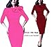 Women's 1950s Retro 3/4 Sleeve Bow Cocktail Party Evening Dress Work Pencil Dress (XL, Pink)