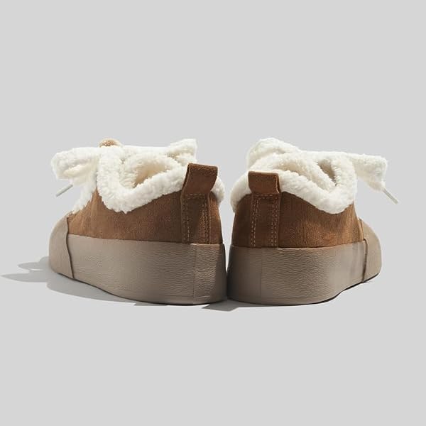 CAT SHOES WALKING SNEAKERS FOR WOMEN PLATFORM Y2K FUR LINED CUTE FISH CAT DECOR SOFT COMFORTABLE US4-8 (BROWN,5.5)
