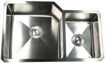 Nantucket Sinks ZR3220-SR 32-Inch  Pro Series 70/30 Double Bowl Undermount Kitchen Sink, Stainless Steel