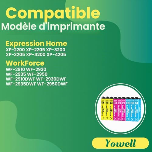 Yowell XP2200 Ink Cartridge Compatible with Epson XP-3200 XP-3205 XP-4200 XP-4205 XP-2200 XP-2205, Workforce WF-2910 WF-2930 WF-2950,3X Cyan, 3X Magenta, 3X Yellow