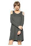 My space Clothing Women's Long Sleeve Cold-Shoulder Jersey Swing Dress(S-Plus Size)