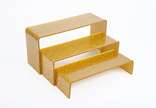 Acrylic Display Seperate Risers 3-Pack Golden Color for Food,Store,Collectibles,Jewelry,Cosmetics,Gifts Display