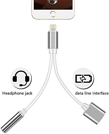 2 in 1 lightning adapter,Replitel Lightning to 3.5mm Aux Headphone Jack Audio Adapter for iphone 7/8/X/7 plus/8 plus,Support IOS 10.3/11(Sliver)
