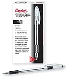 Pentel R.S.V.P. Ballpoint Pen, 0.7mm Fine Tip, Black Ink, Box of 12 (BK90-A)