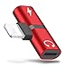 Headphone Jack Adapter, 2 in 1 Dual Splitter for iPhone 8/8 Plus/X (10) / 7/7 Plus/Xs/Xs Max/XR Earphone Audio Cable and Charger Accessories, Headphone Music Dongle Phone Call Adapter, Red