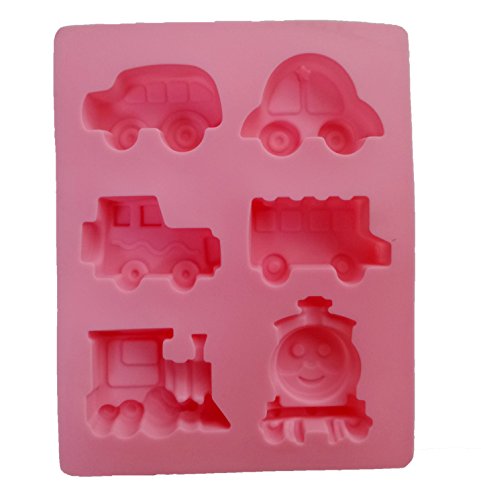 Yunko 6 Cavity Thomas Train and Cute Car Cake Pan Baking Silicone Dessert Chocolate Mold Cookie Mold Pudding Jelly Mold