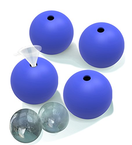 Sphere Mold Ice ball Maker Round Shapes Silicone Large Ice Cube Balls 4X1.7 inch Spherical Cubes 3D Flexible Silicone Ice Cube Mold Tray Round Ice Cube Maker (Blue)