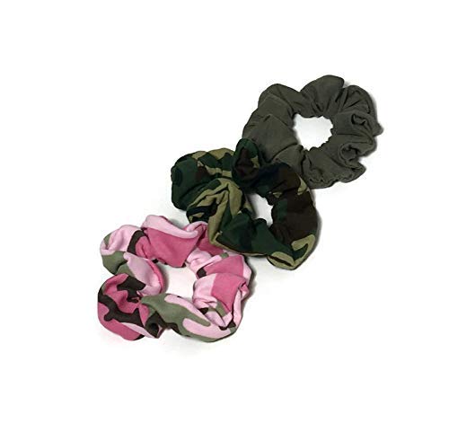 Amazon Com Set Of 3 Camouflage Scrunchies Pink Army Green Camo