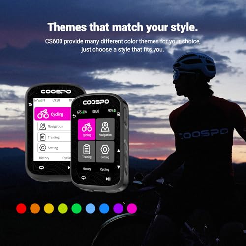 COOSPO CS600 Color Touchscreen GPS Bike Computer, Wireless IPX7 Waterproof Cycling GPS Speedometer with Bluetooth/ANT+,AUTO-Backlight & Route Navigation, Support Bike Radar & 36H Battery Life