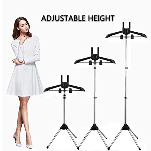 Exttlliy Garment & Drying Rack Garment Hanger/Drying Rack/Handheld Clothes Steamer Holder Ironing Steamer Bracket Telescopic Folding Hanger (Black) - Thumbnail 4