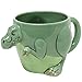 MyGift 12 oz Gray Ceramic Coffee Mug with Smiling Happy Baby Shark Shaped Design, Two Tone Shark-Themed 3D Cartoon Animal Drinking Tea Cup with Handle, Cute Novelty Gift (Green)