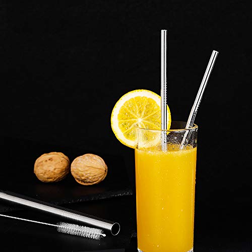 Skystuff 2 wiederverwendbare Metall-Trinkhalme mit Reinigungsbürste für Boba-Tee, Milchshakes, Perlmilchtee. – Bild 4