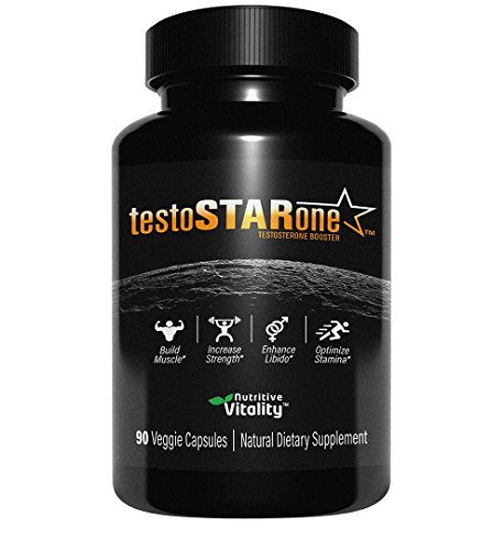 Testosterone Booster for Men - 90 Veggie Capsules - Natural Fast Acting Supplement with Tribulus - Builds Muscle, Increases Strength, Boosts Libido, Vitality and Stamina