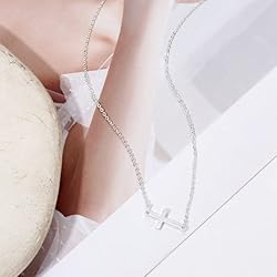 ASCOMY Dainty Silver Sideways Cross Pendant