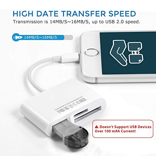 SD Card Reader, SD Card Reader for Phone, Trail Game Camera Viewer for Hunting, USB Camera Adapter, Digital Camera Reader Converter for Phone/Pad (White) - Thumbnail 3