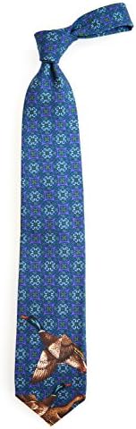 Robert Jensen Finest Silk Handmade Men's Neck Tie - Printed - Border: Ducks (Blue)