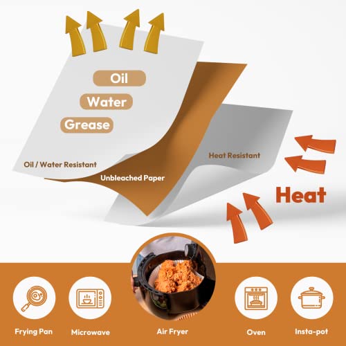 Baklicious Air Fryer Parchment Paper, 6.3 inch Nonstick Disposable Air Fryer Liners, Air Fryer