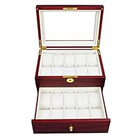 CMA Stockroom Rosewood Matte Stain Glass Top Wooden 20 Watch Display Case