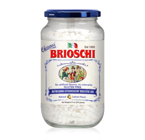 Brioschi Italian Lemon Flavored Refreshing Effervescent | Digestive Aid, Heartburn, Upset Stomach, Acid Indigestion | Gluten Free, No Colorants, No Artifictial Flavors | 48 Servings | 8.5 oz Glass