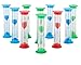 Sand Timer Set (5 Min) Large 10pcs Pack - Colorful Set of Five Minutes Hour Glasses for Kids - Color: Blue, Green, Red