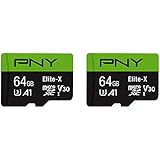 PNY 64GB Elite-X Class 10 U3 V30 microSDXC Flash Memory Card 2-Pack - 100MB/s, Class 10, U3, V30, A1, 4K UHD, Full HD, UHS-I,