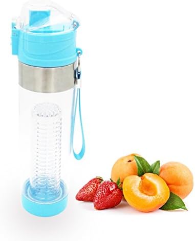 Cuteboom Fruit Infuser Water Bottle Outdoor Sport Water Bottles 26 oz Leak Proof made of BPA Free Tritan Plastic with Bottom Infusing Design Flip Top Locking Spout for Working Travel (Blue)