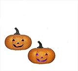 Orange Glitter LED Flashing Light Pumpkin Halloween Decoration (Pack of 2)