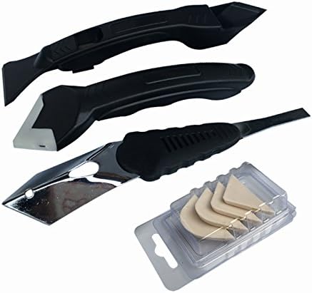 MagicFeel 3Pcs Silicone Scraper Caulking Grouting Tool Sealant Finishing Cleaning Tool Kit Home Dirt Remover Scrape for Bathroom Kitchen