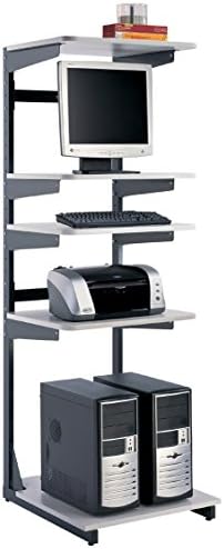 Mayline 21145EZ eLAN Series Server Station with Ice Gray Laminate and Ice Gray T-mold/Pac, 24", Graphite/Charcoal Paint