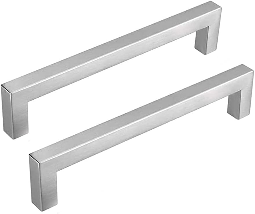 Goldenwarm® furniture handle bar stainless steel brushed cabinet handles drawer handles kitchen cabinet tube width 12 mm x 12 mm